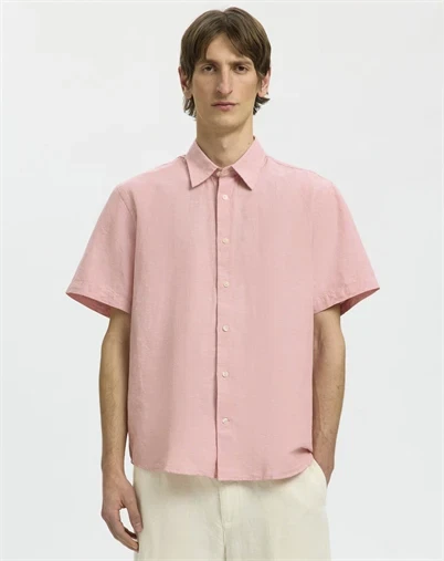 Selected - SLHRegclay Linenblend Kortærmet Skjorte - Rose Dawn